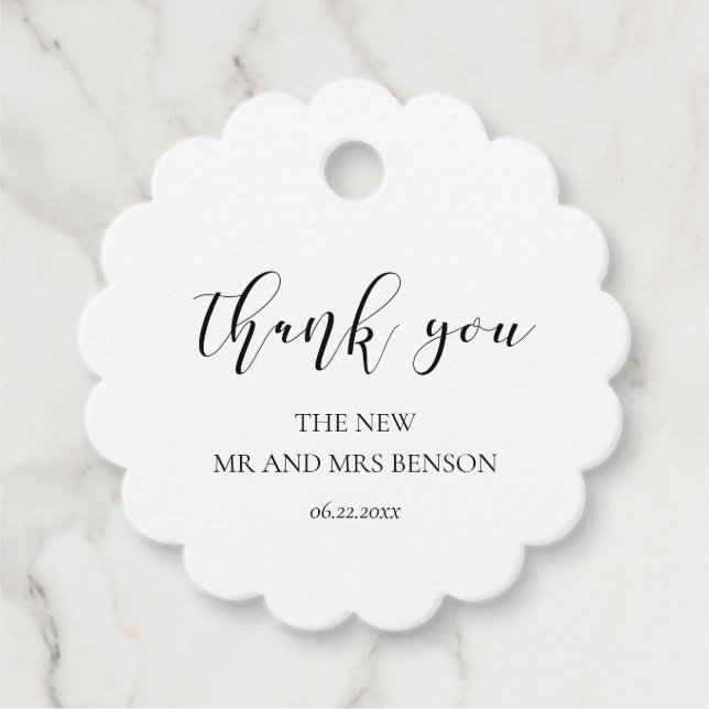 Étiquettes Cadeau Mariage design simple et élégant (Devant)