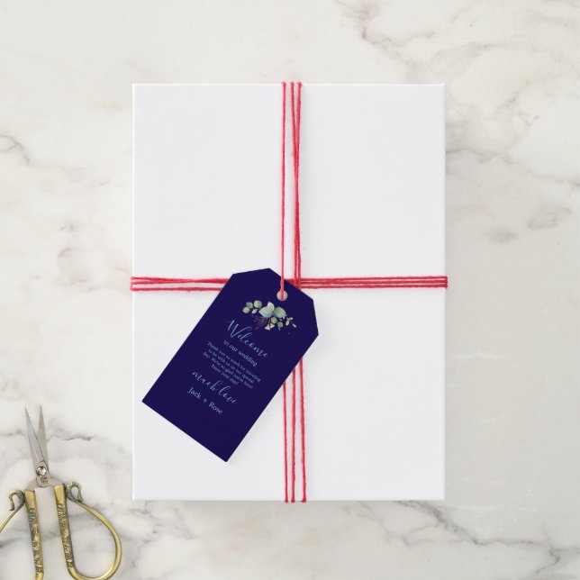 Étiquettes-cadeau Mariage d'été Eucalyptus de verdure rustique. (Avec de la ficelle)