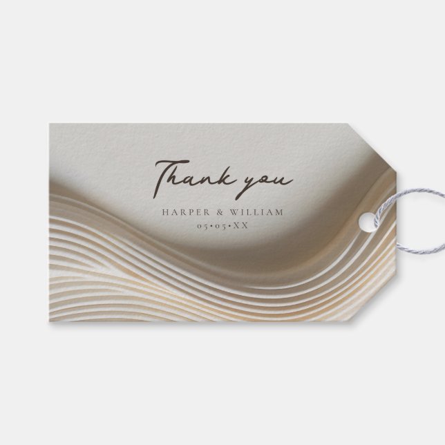 Étiquettes-cadeau mariage d'ivoire coulant merci (Devant (Horizontal))