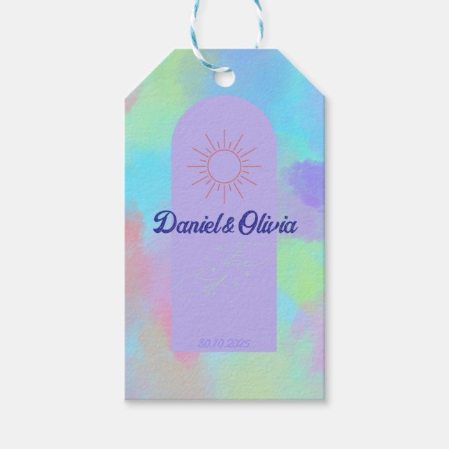 Étiquettes-cadeau Mariage doux violet profond (Devant)