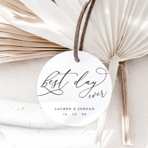 Étiquettes Cadeau Mariage du jour le plus beau écriture élégante