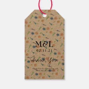 Étiquettes-cadeau Mariage Écologique Aquarelle Botanique Floral