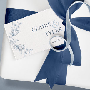 Étiquettes-cadeau Mariage Élégant Chic Bleu et Blanc