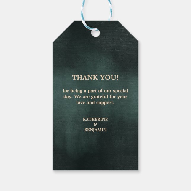 Étiquettes-cadeau Mariage élégant et moderne Emerald Green Black (Devant)