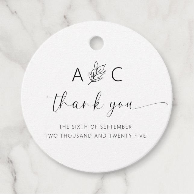 Étiquettes Cadeau Mariage élégant minimaliste moderne (Devant)