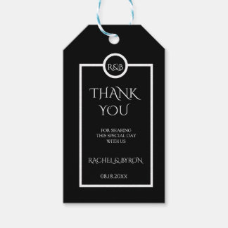 Étiquettes-cadeau Mariage Élégant Minimaliste Noir & Blanc