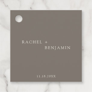 Étiquettes Cadeau Mariage Élégant Taupe Minimaliste Personnalisé