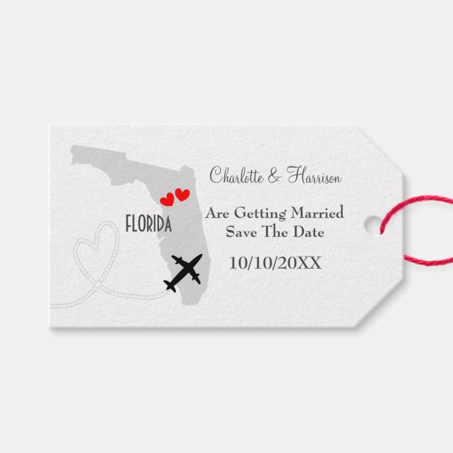 Étiquettes-cadeau Mariage en Floride Enregistrer la date (Devant (Horizontal))