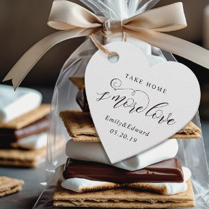 Étiquettes Cadeau Mariage en forme de cœur de S'mores élégant classi