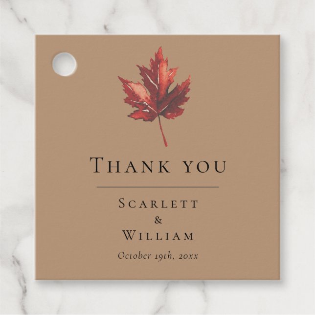 Étiquettes Cadeau Mariage en terre cuite à automne simple (Devant)