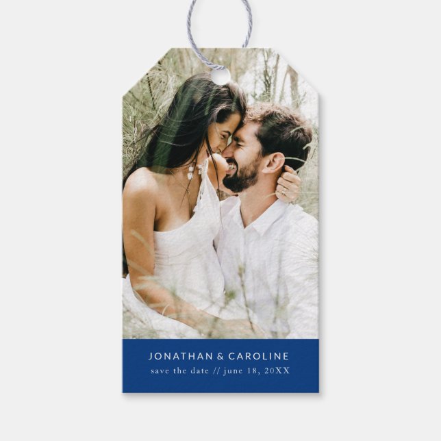 Étiquettes-cadeau Mariage Enregistrer la date Photo Simple Minimal B (Devant)