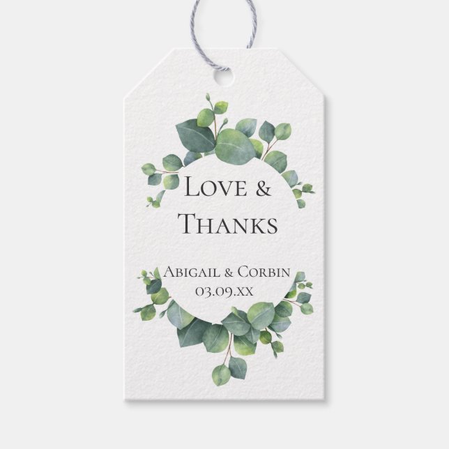 Étiquettes-cadeau Mariage Eucalyptus Foliage Favoriser Merci (Devant)