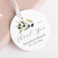 Mariage Favor Tags Aquarelle Olive Branch