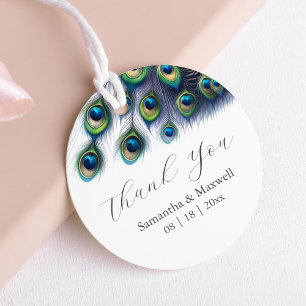 Étiquettes Cadeau Mariage Favor Tags Peacock Feathers