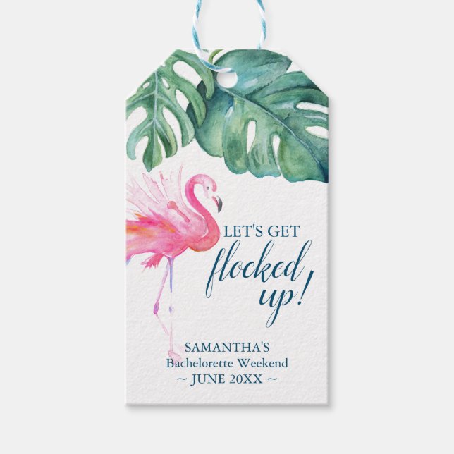 Étiquettes-cadeau Mariage Favor Tags Tropical Pink Flamant rose (Devant)
