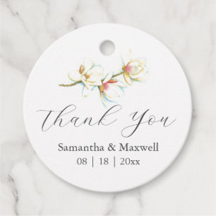 Étiquettes Cadeau Mariage Favor Tags White Magnolia Flowers