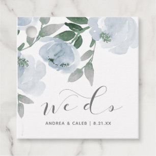 Étiquettes Cadeau Mariage Fête des mariées bleu Dusty Aquarelle Flor
