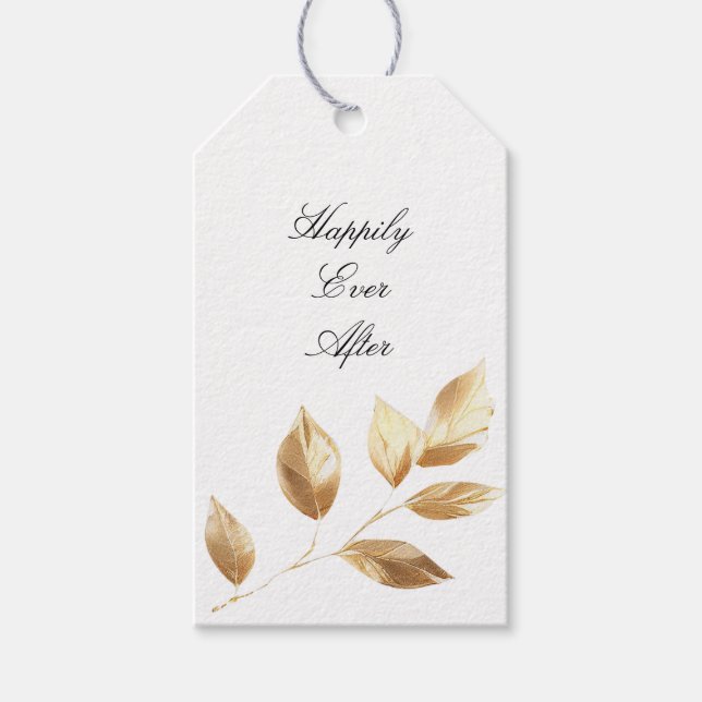 Étiquettes-cadeau Mariage Feuille Chic Gold (Devant)
