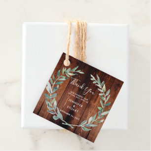 Étiquettes Cadeau Mariage feuille Merci en bois 