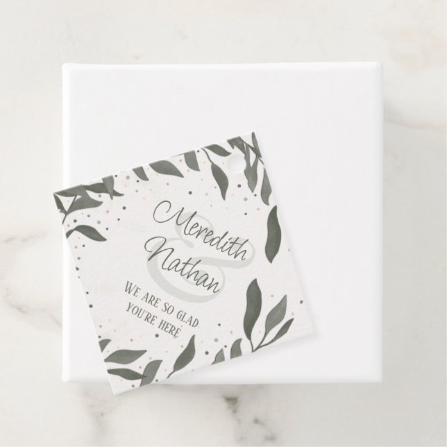 Étiquettes Cadeau Mariage Feuilles Simple Moderne Tendance Inspirati (En situation)