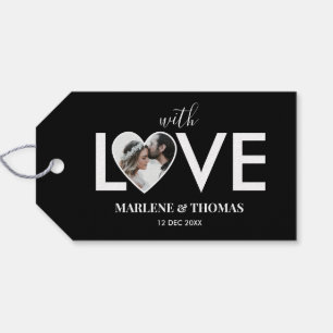 Étiquettes-cadeau Mariage Fiançailles Photo personnalisée Black Hear