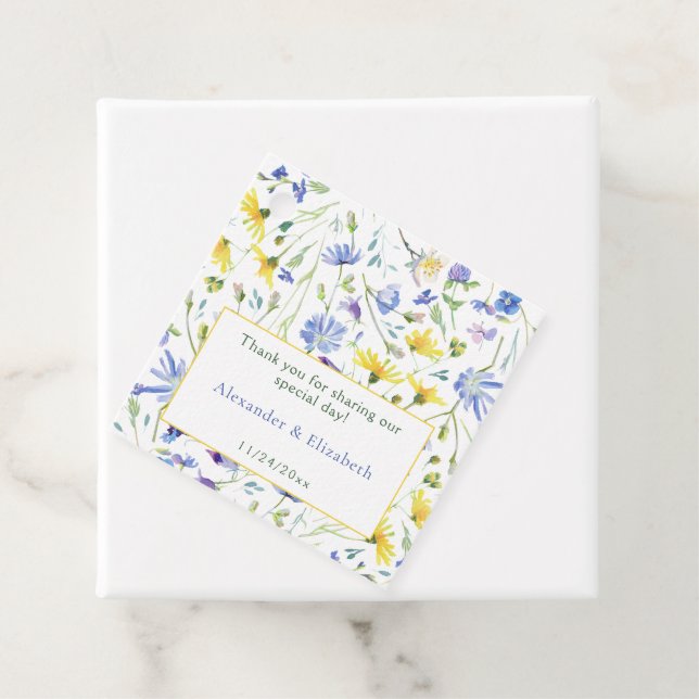 Étiquettes Cadeau Mariage Fleur sauvage aquarelle (En situation)