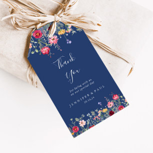 Étiquettes-cadeau Mariage Fleur sauvage Boho Multicolor Merci
