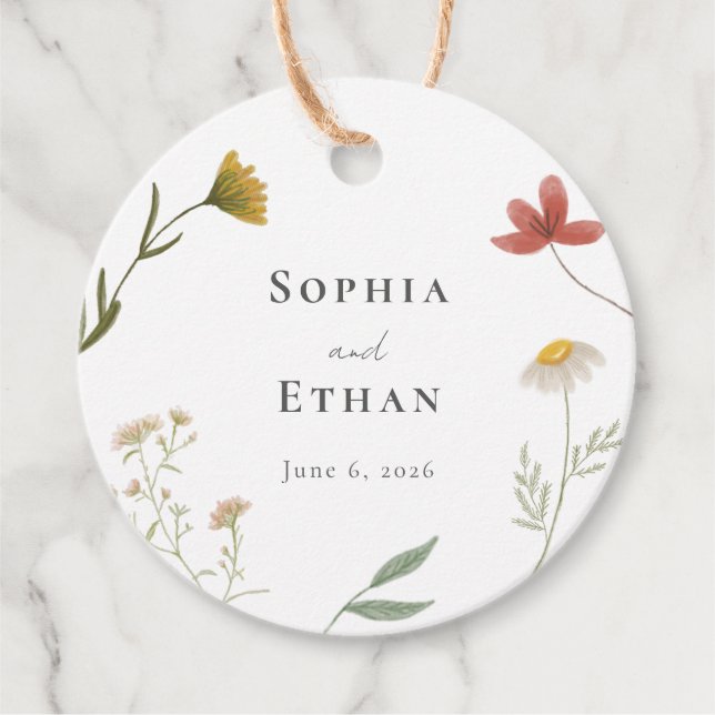 Étiquettes Cadeau Mariage Fleur sauvage Leander (Devant)