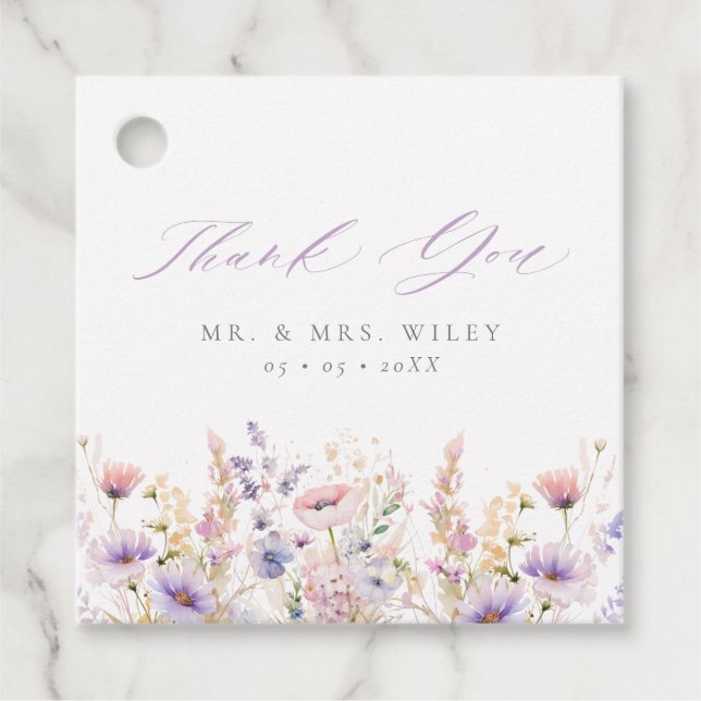 Étiquettes Cadeau Mariage Fleur sauvage Merci de Spring Lilac (Devant)
