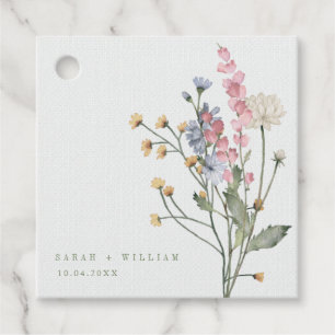 Étiquettes Cadeau Mariage Fleurs de prairie Favoriser Tags