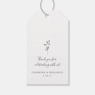 Étiquettes-cadeau Mariage floral  blanc Boho Merci personnalisé