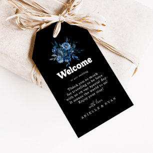 Étiquettes-cadeau Mariage floral bleu de la Royal Navy de bienvenue