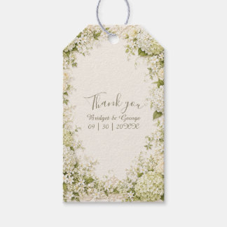 Étiquettes-cadeau Mariage floral romantique aux hydrangeas verts et 