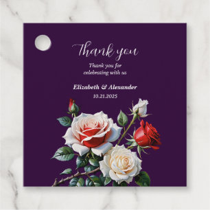 Étiquettes Cadeau Mariage floral rose rose foncé