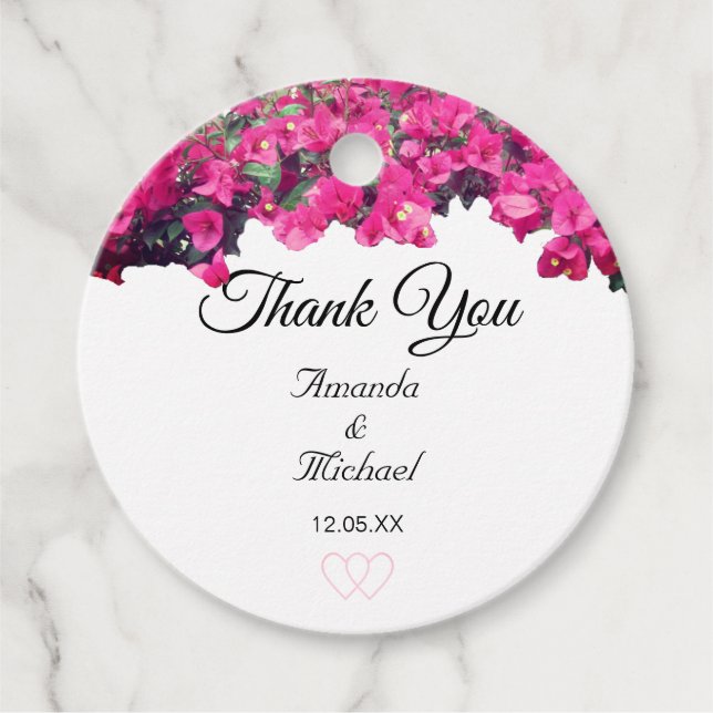 Étiquettes Cadeau Mariage Floral Tropical (Devant)