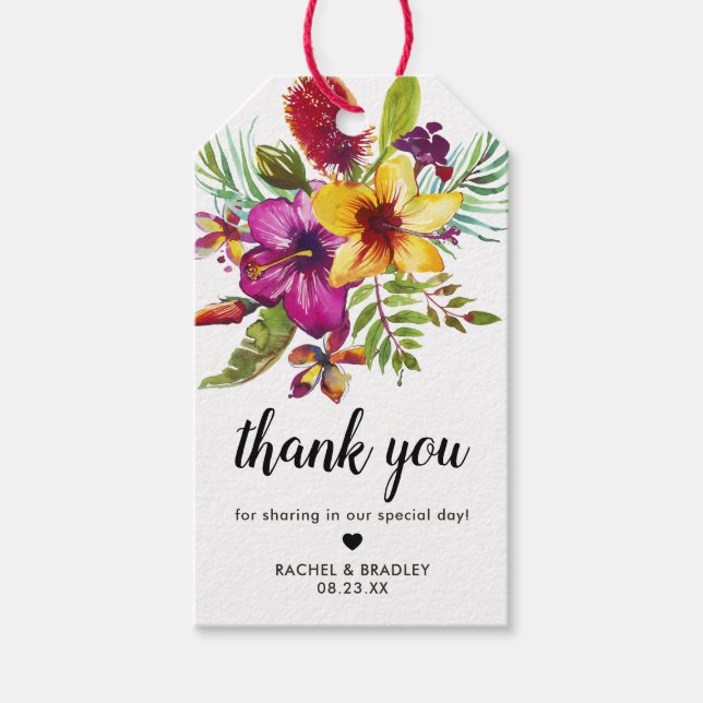 Étiquettes-cadeau Mariage floral tropical exotique Favoriser (Devant)