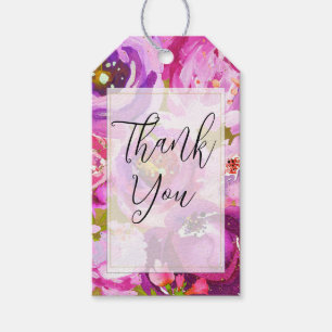 Étiquettes-cadeau Mariage Floral Vibrant avec des Touches de Rose et