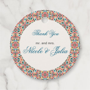 Étiquettes Cadeau Mariage géométrique en treillis marocain