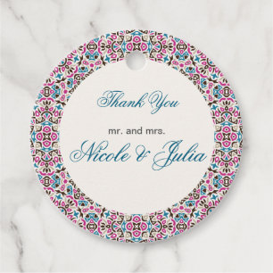 Étiquettes Cadeau Mariage géométrique en treillis marocain