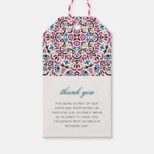 Étiquettes-cadeau Mariage géométrique en treillis marocain