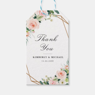 Étiquettes-cadeau Mariage géométrique rose pâle