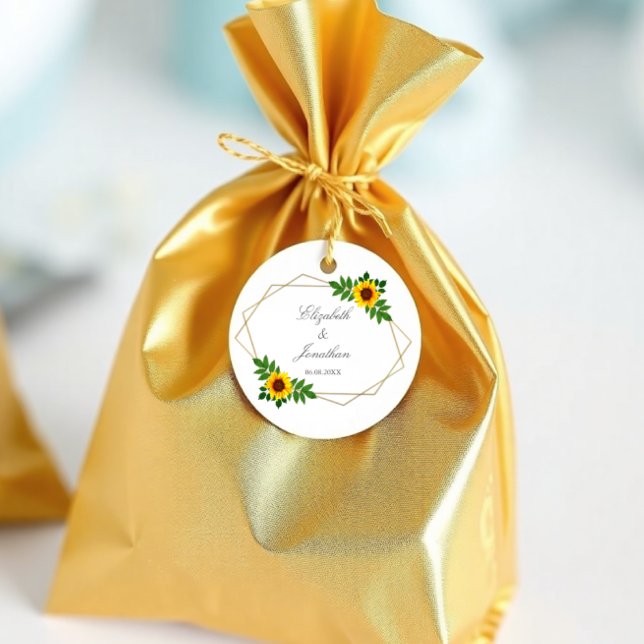 Étiquettes Cadeau Mariage géométrique tournesol (Créateur téléchargé)