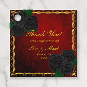 Étiquettes Cadeau Mariage gothique noir Rose sang rouge