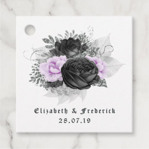 Étiquettes Cadeau Mariage gothique noir, violet et argenté