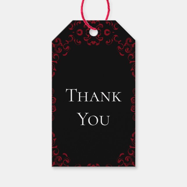 Étiquettes-cadeau Mariage gothique rouge et noir (Devant)
