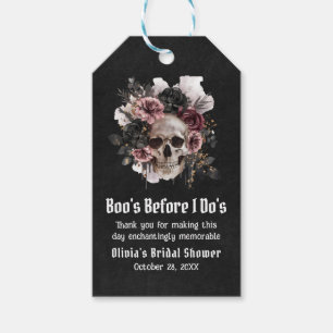 Étiquettes-cadeau Mariage Halloween Crâne Boo's Before I Do's Enterr