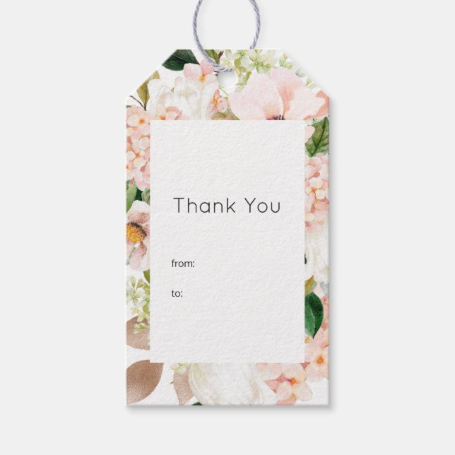 Étiquettes-cadeau Mariage Hydrangea Floral Rose Pâle (Devant)