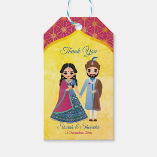 Étiquettes-cadeau Mariage indien de conception rose et or