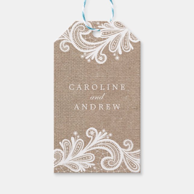 Étiquettes-cadeau Mariage Lace et Burlap (Devant)
