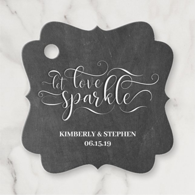 Étiquettes Cadeau Mariage Laisser Amour Sparkle Envoyer (Devant)